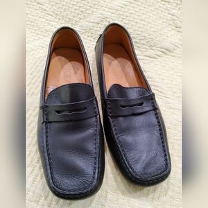 TOD'S Gommino Penny Black Leather Loafers Driving Shoes Size 6,5